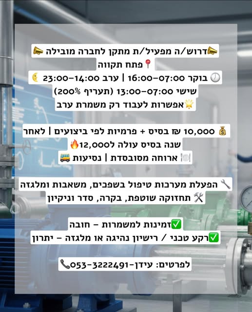 דרוש מנהל בפתח תקווה