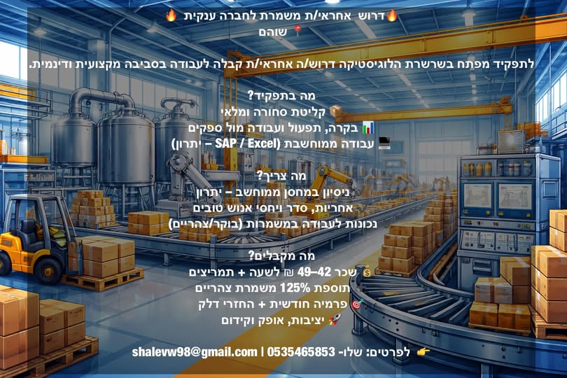 דרוש מנהל בפתח תקווה