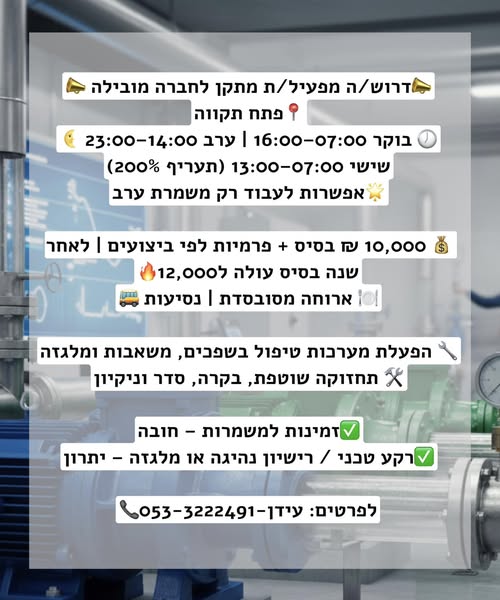 דרוש מנהל בפתח תקווה