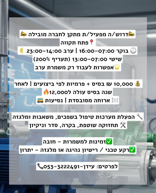 דרוש מנהל בפתח תקווה