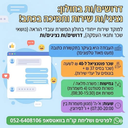 דרוש עבודה מהבית בחולון