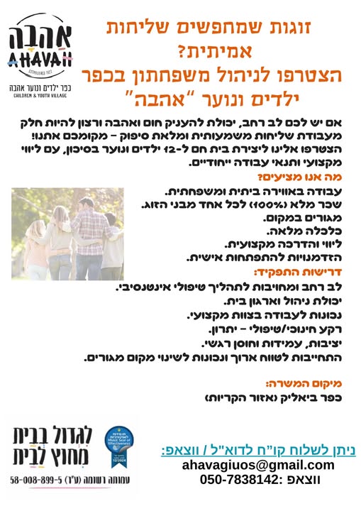 דרוש ניהול עבודה בפתח תקווה