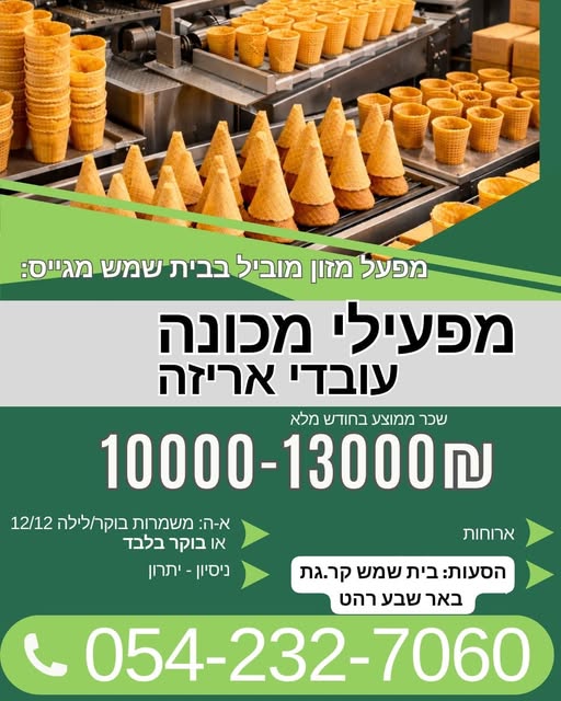 דרוש מפעיל מכונות בבאר שבע