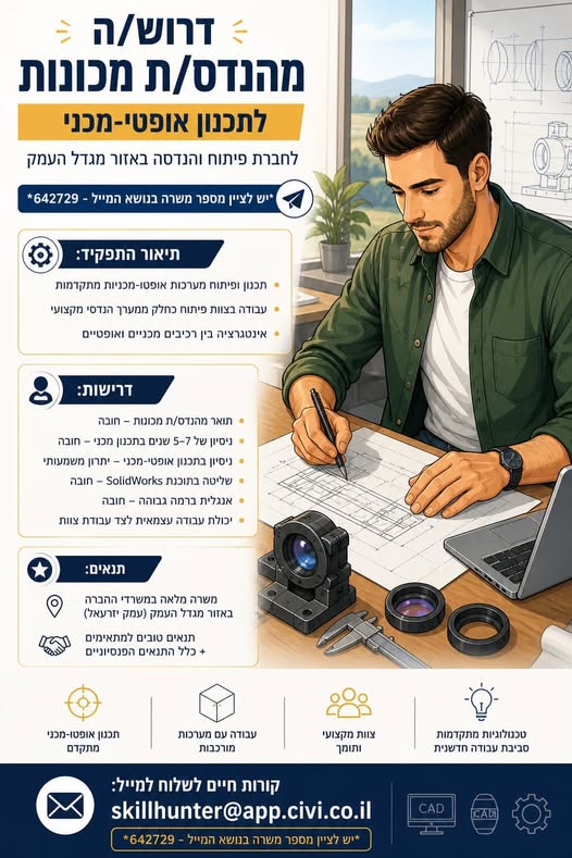 דרוש עובד/ת בתחום מכונות ותעשיה במגדל העמק