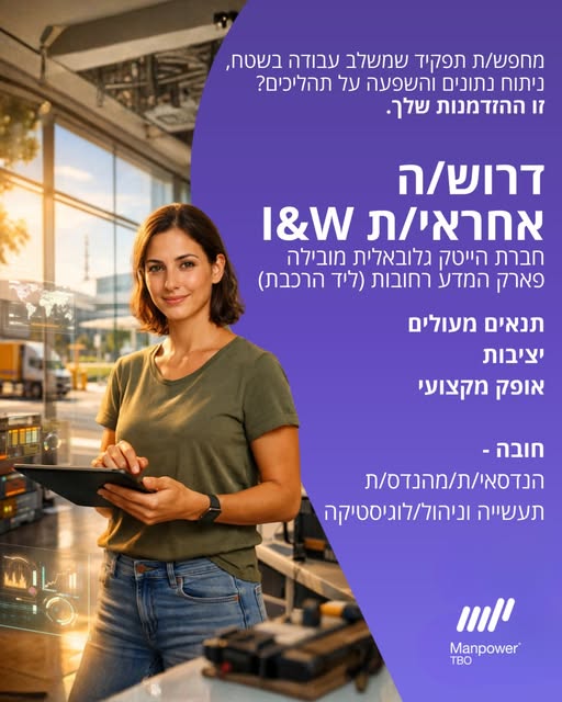 דרוש עובד/ת בתחום ניהול בפארק המדע רחובות