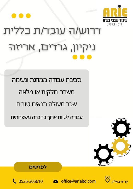 דרוש עובד/ת בתחום בעלי מקצוע בעכו