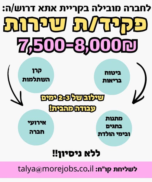 דרוש עובד/ת בתחום משאבי אנוש בקריית אתא