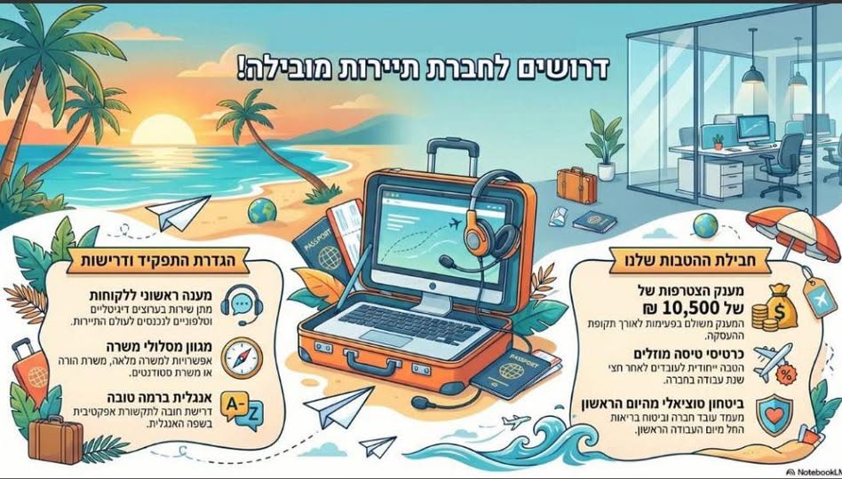 דרוש עובד/ת בתחום שירות לקוחות בשדרות
