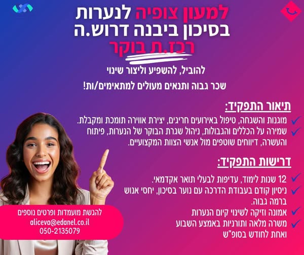 דרוש עובד/ת בתחום הוראה והדרכה ביבנה