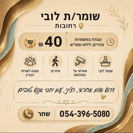 דרוש עובד/ת בתחום אבטחה ושמירה ברחובות