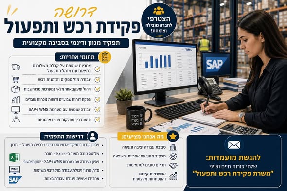 דרוש עובד/ת בתחום לוגיסטיקה ומחסנים בשפלה