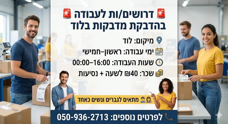 דרוש עובד/ת בתחום מלונאות ותיירות בלוד