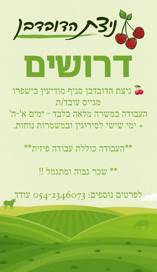 דרוש עובד/ת בתחום מכונות ותעשיה במודיעין