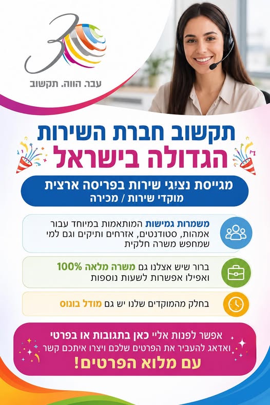 דרוש עובד/ת בתחום שירות לקוחות בעכו