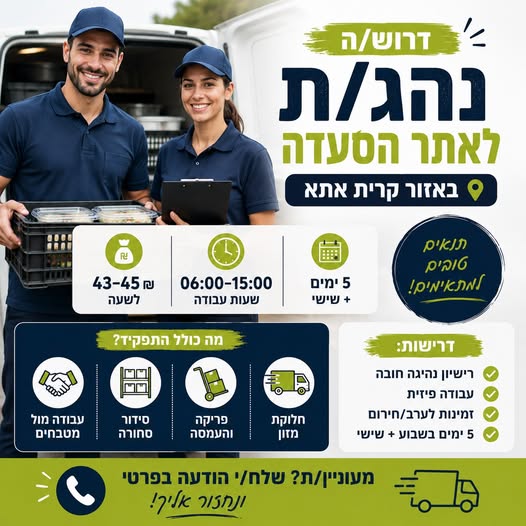 דרוש עובד/ת בתחום מסעדנות, בתי קפה וקייטרינג בקרית אתא