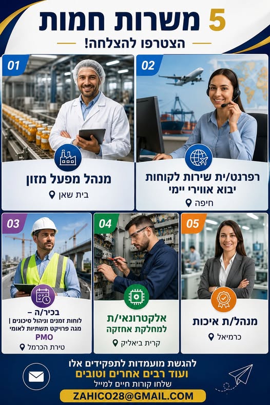 דרוש עובד/ת בתחום מכונות ותעשיה בבית שאן