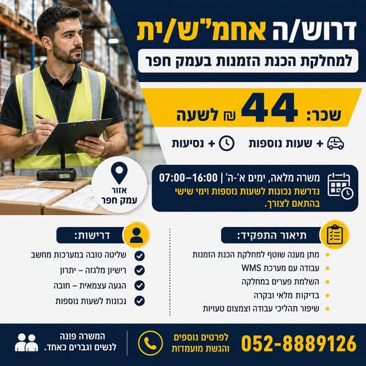 דרוש עובד/ת בתחום מסעדנות, בתי קפה וקייטרינג בנתניה
