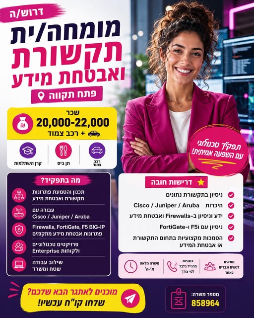 דרוש עובד/ת בתחום נהגים, רכב ותחבורה בפתח תקווה