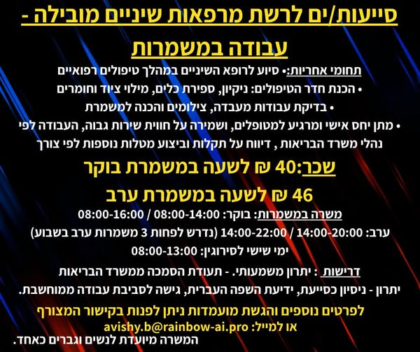 דרוש עובד/ת בתחום אחזקה וניקיון בתל אביב