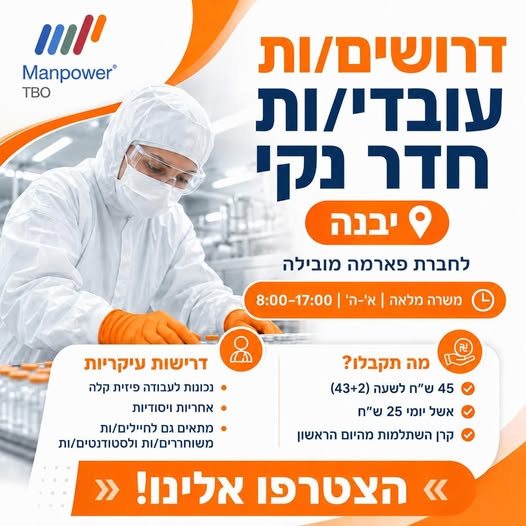 דרוש עובד/ת בתחום סטודנטים ונוער ביבנה