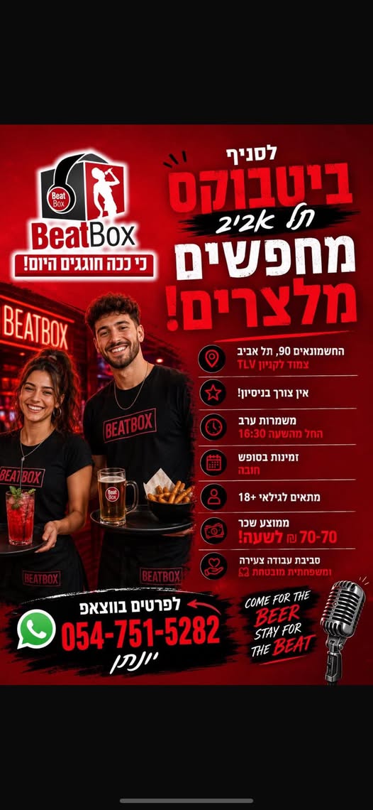 דרוש עובד/ת בתחום מסעדנות, בתי קפה וקייטרינג בתל אביב