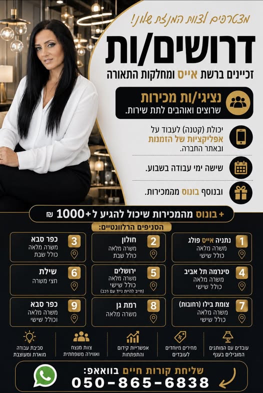 דרוש עובד/ת בתחום זכיין בנתניה