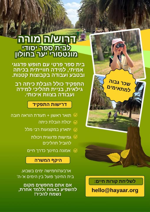 דרוש עובד/ת בתחום הוראה והדרכה בחולון