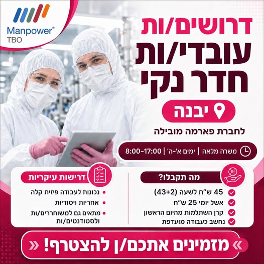 דרוש עובד/ת בתחום סטודנטים ונוער ביבנה