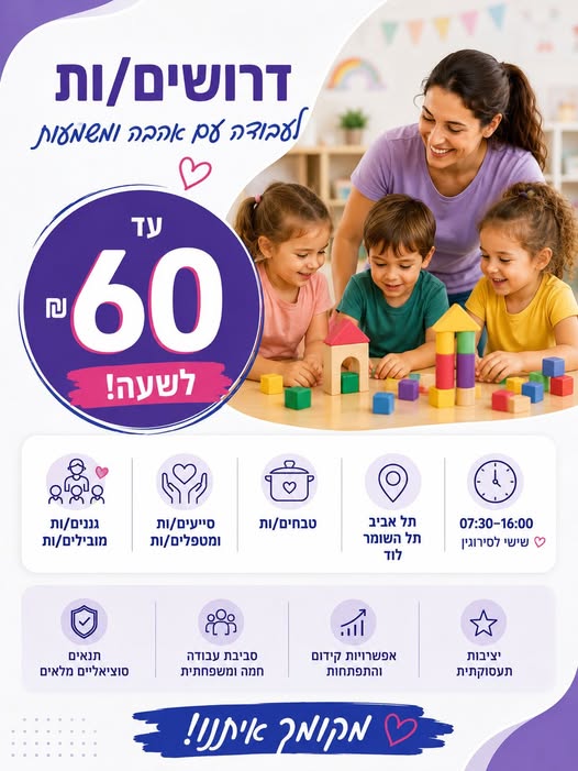 דרוש עובד/ת בתחום מסעדנות, בתי קפה וקייטרינג בתל אביב