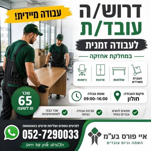 דרוש עובד/ת בתחום מכונות ותעשיה בחולון