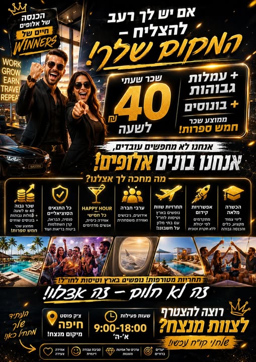דרושים נציגי/ות מכירות עם רעב להצלחה! 40 בחיפה