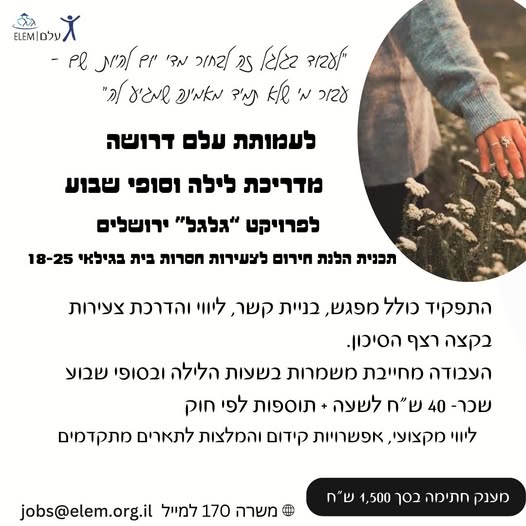 דרוש/ה מדריכים בירושלים