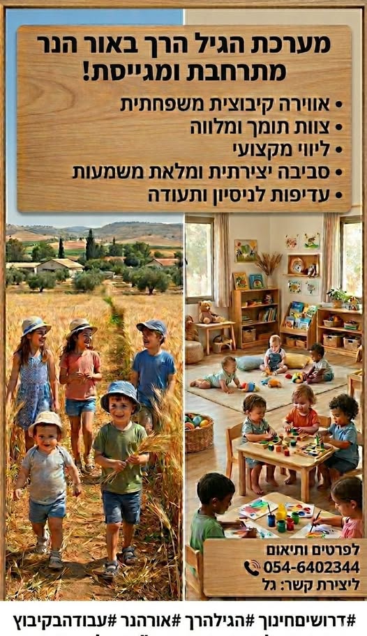 דרושים חינוך +הגילהרך %אורהנר אעבודהבקיבוץ בנתיבות