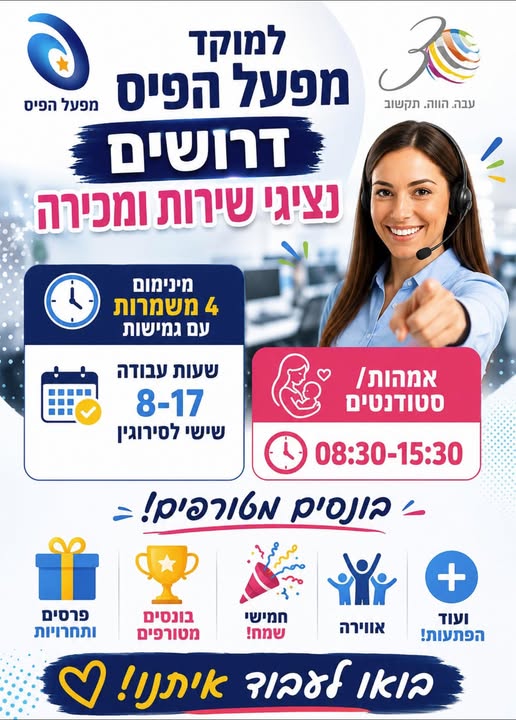 דרושים נציג שירות ומכירה ברחובות
