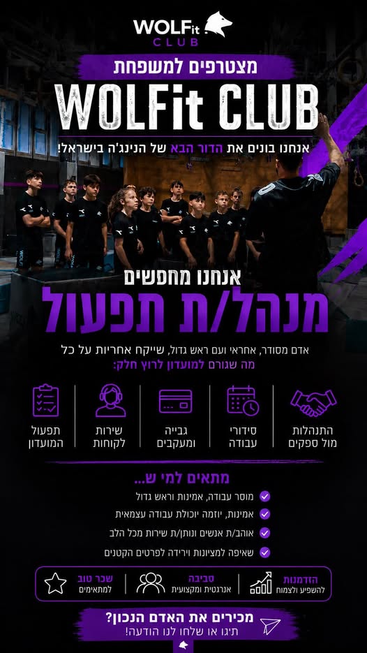 דרוש/ה! מחפשים מנהל/ת תפעול עם ראש גדול, מוסר עבודה גבוה ואהבה לאנשים. כל הפרטים בפלייר בתל אביב
