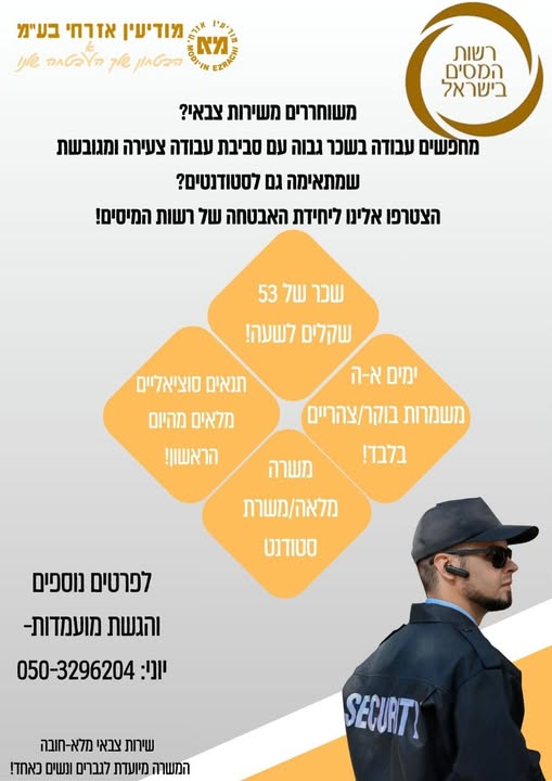 דרוש/ה משרה בעולם האבטחה עם בירושלים והסביבה