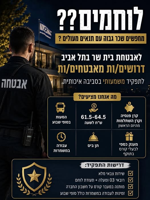 דרושים מאבטחים/ות לתפקיד משמעותי בסביבה איכותית