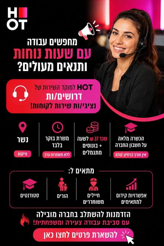 דרושים נציגי/ות שירות לקוחות! נשר משרת בוקר בלבד – ללא