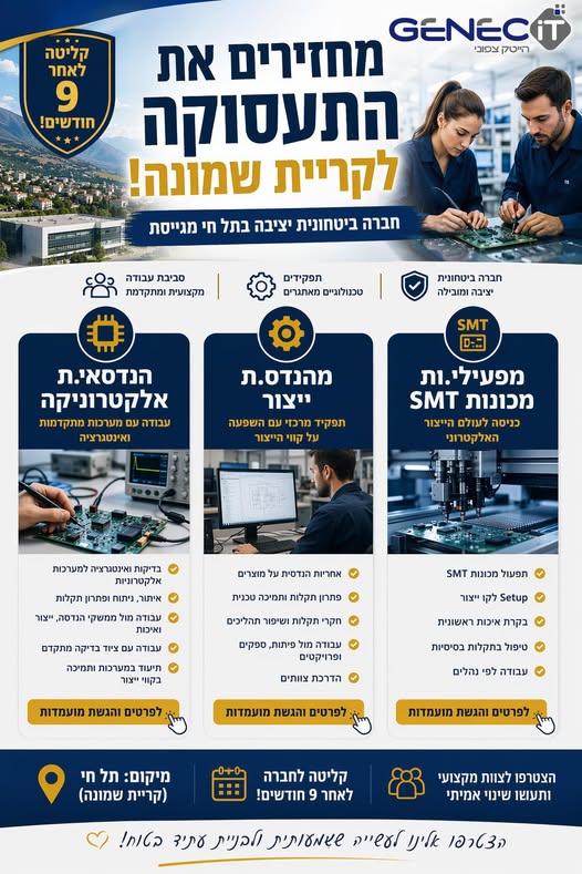 דרוש/ה אלקטרוניקה בקריית שמונה