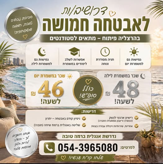 דרוש/ה אבטחה בהרצליה פיתוח