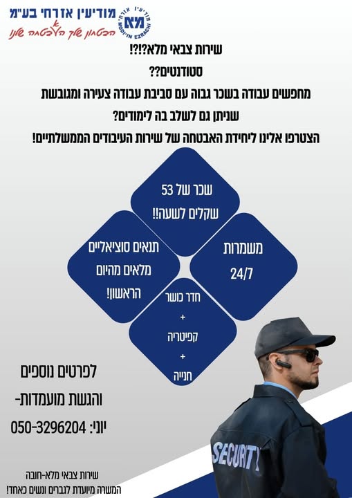 דרושים אנשי/נשות אבטחה לשע"מ - ירושלים
