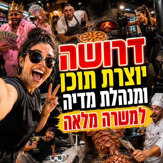 דרוש/ה הה במיידייייי!!!! מנהלת סושיאל מדיה ויוצרת תוכן עבודה מול בעלי העסקים הרבים שלנו בראשון לציון