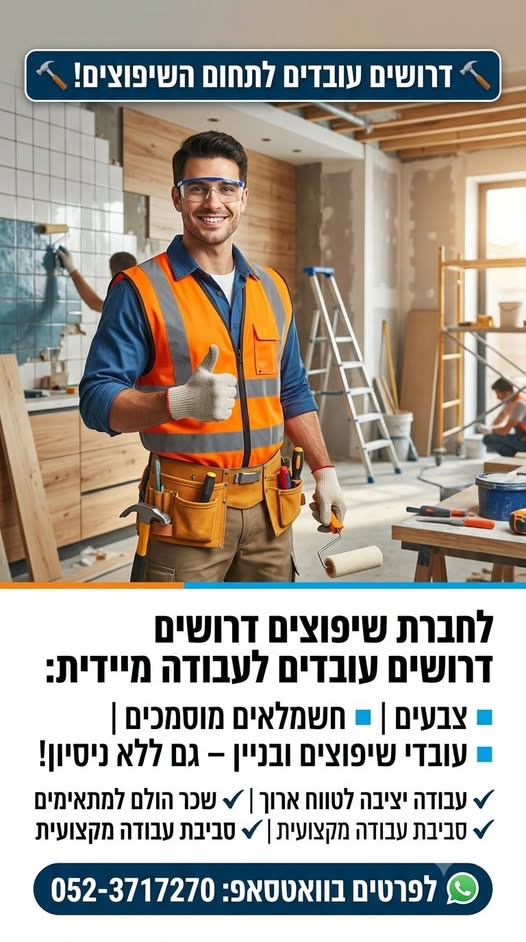 דרושים עבודות שיפוץ כלליות, הנדסאי אזרחי ובניין ומהנדס אזרחי ובניין בחיפה