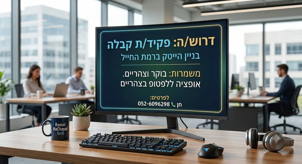 דרוש/ה: פקיד/ת קבלה בניין הייטק ברמת החייל