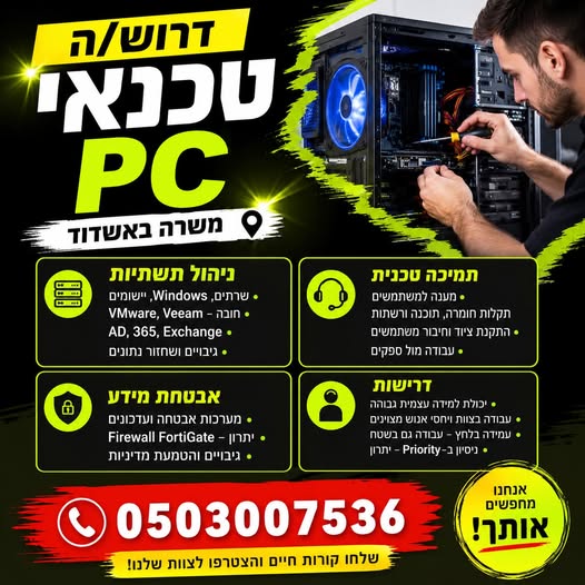דרוש/ה לוחם/ת אבטחה באשדוד