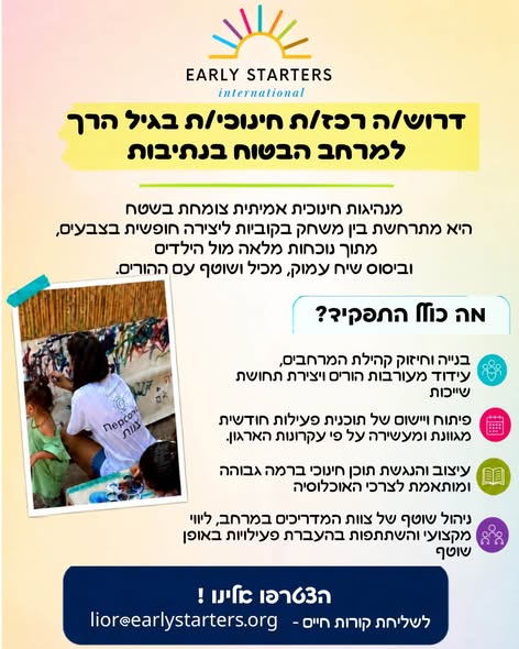 דרושים למרחב הבטוח בנתיבות אנשי ונשות חינוך, מדריכי הורים מקצועיים לתפקידי מדריכ/ה חינוכי/ת ורכז/ת חינוכי מרחב. יש