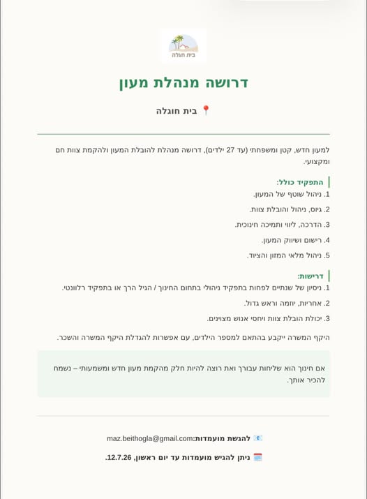 דרוש/ה מבשל/ת בירושלים