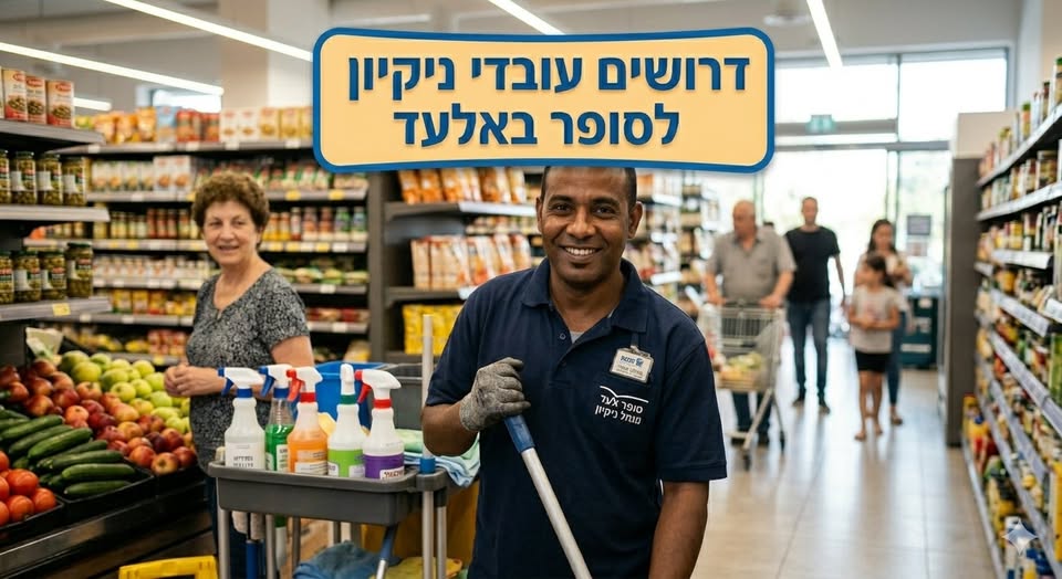 דרושים עובדי ניקיון רציניים לסופרמרקט – עבודה יציבה וקבועה לטווח ארוך. פרטי המשרה: מיקום: אלעד. אופי העבודה: ניקיון שוטף של שטח הסופרמרקט