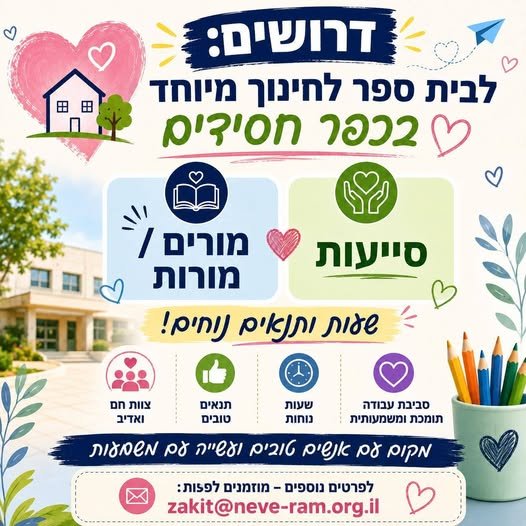 דרושים מורים/מורות , סייע / סייעת! בחיפה