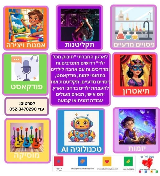 דרושים מדריכים.ות עם אהבה לילדים להעברת חוגים ייחודיים לאורך השנה במערכות חינוך, פנאי ותרבות בפתח תקווה